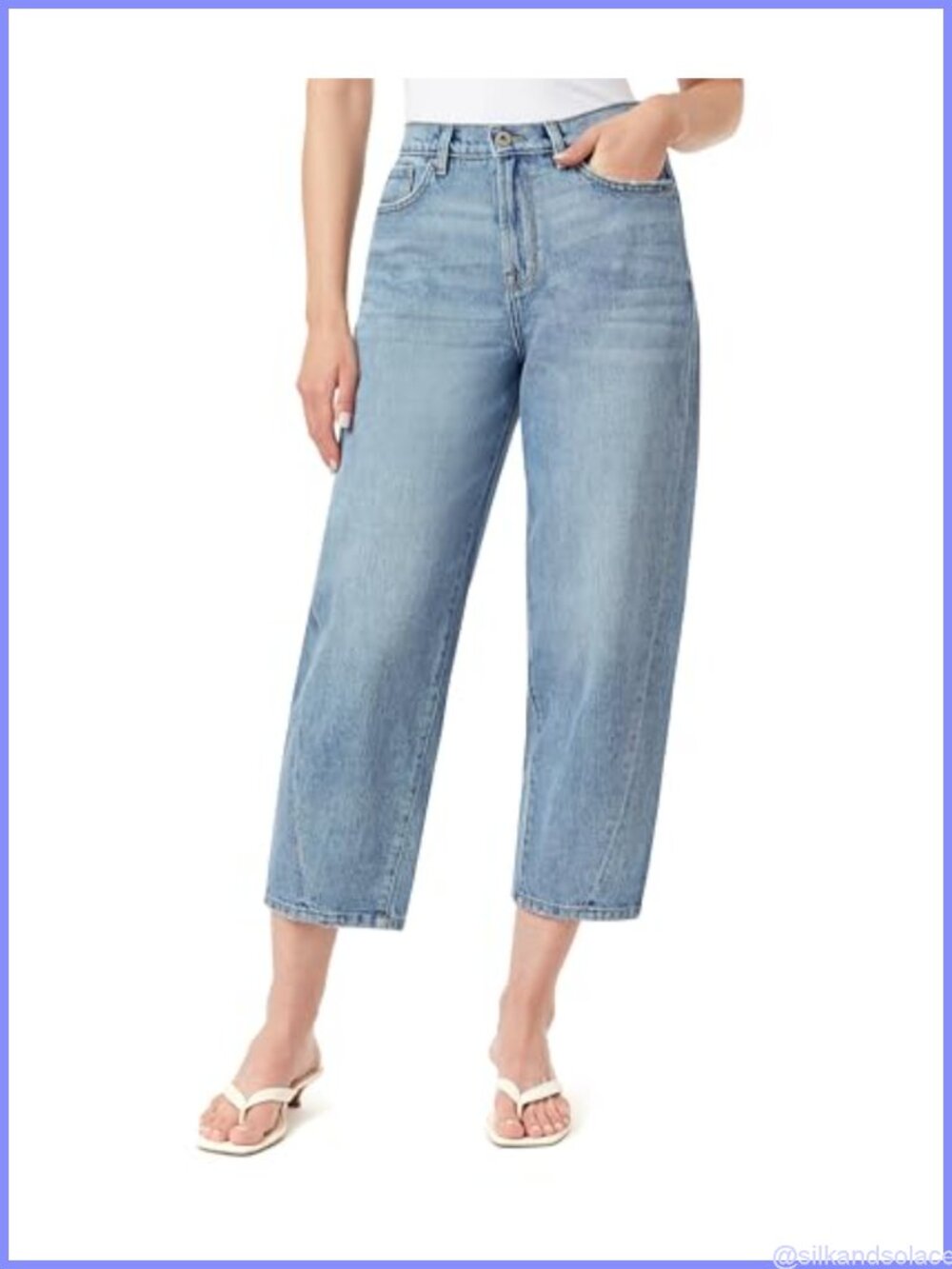 High Rise Barrel Leg Jeans 26 Inch Inseam Retro Luxe Side Seam